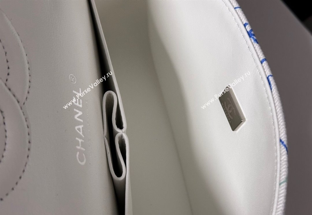 Chanel Flying Fish Print Fabric Classic 11.12 Medium Flap Bag A01112 White 2025 (yezi-250113009)