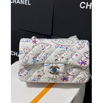 Chanel Flying Fish Print Fabric Classic Mini Flap Bag A69900 White 2025 (yezi-250113010)
