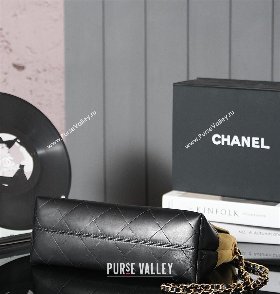 Chanel Quilted Suede and Calfskin Flap Bag with Top Handle Yellow/Black 2025 (yezi-250113036)