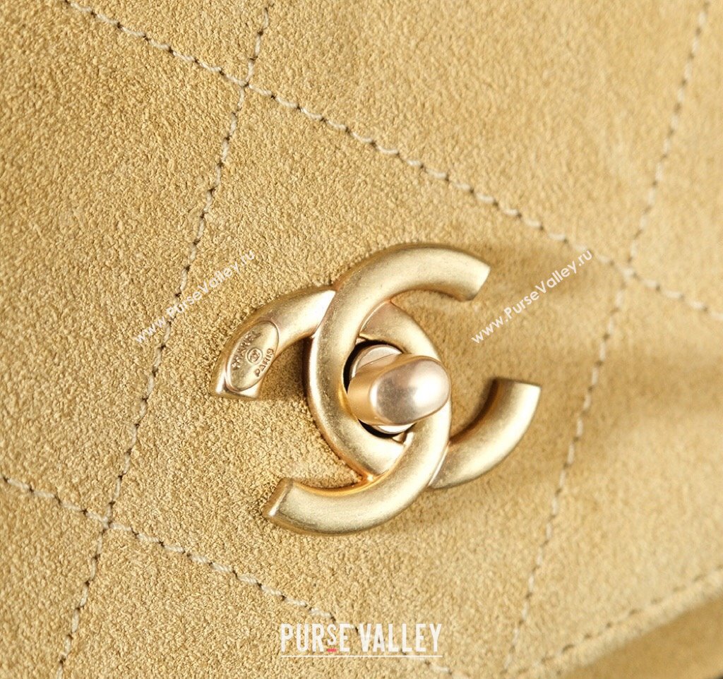 Chanel Quilted Suede and Calfskin Flap Bag with Top Handle Yellow/Black 2025 (yezi-250113036)