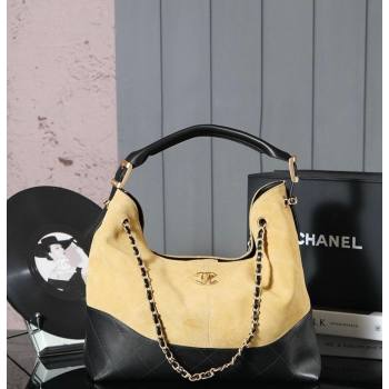 Chanel Quilted Suede and Calfskin Hobo Bag Yellow/Black 2025 (yezi-250113037)