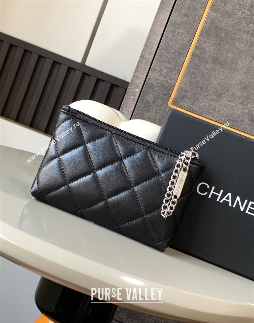 Chanel Quilted Patent Calfskin Pouch with Chain Strap and Maxi CC Black 2025 CH011101 (yezi-250111053)