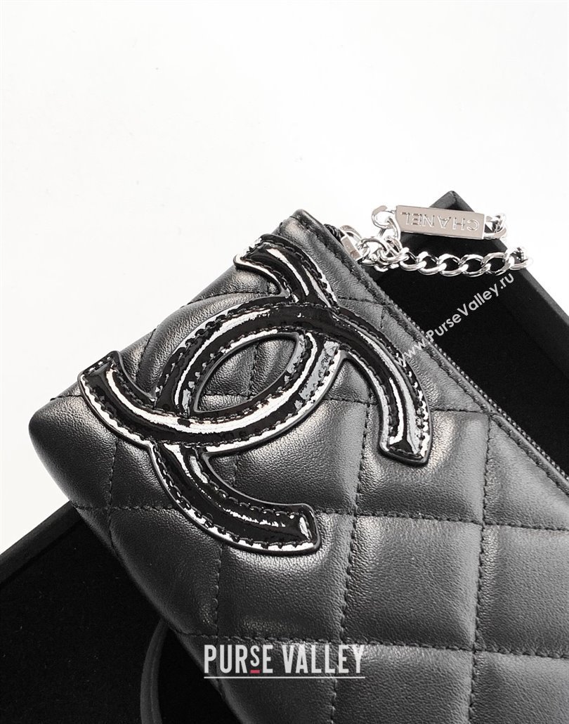 Chanel Quilted Patent Calfskin Pouch with Chain Strap and Maxi CC Black 2025 CH011101 (yezi-250111053)