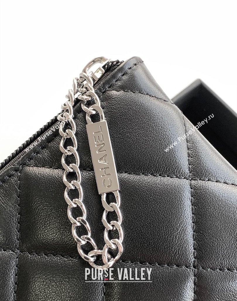 Chanel Quilted Patent Calfskin Pouch with Chain Strap and Maxi CC Black 2025 CH011101 (yezi-250111053)