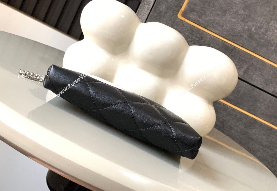 Chanel Quilted Calfskin Leather Pouch with Chain Strap and Maxi CC Black/White2 2025 CH011101 (yezi-250111054)