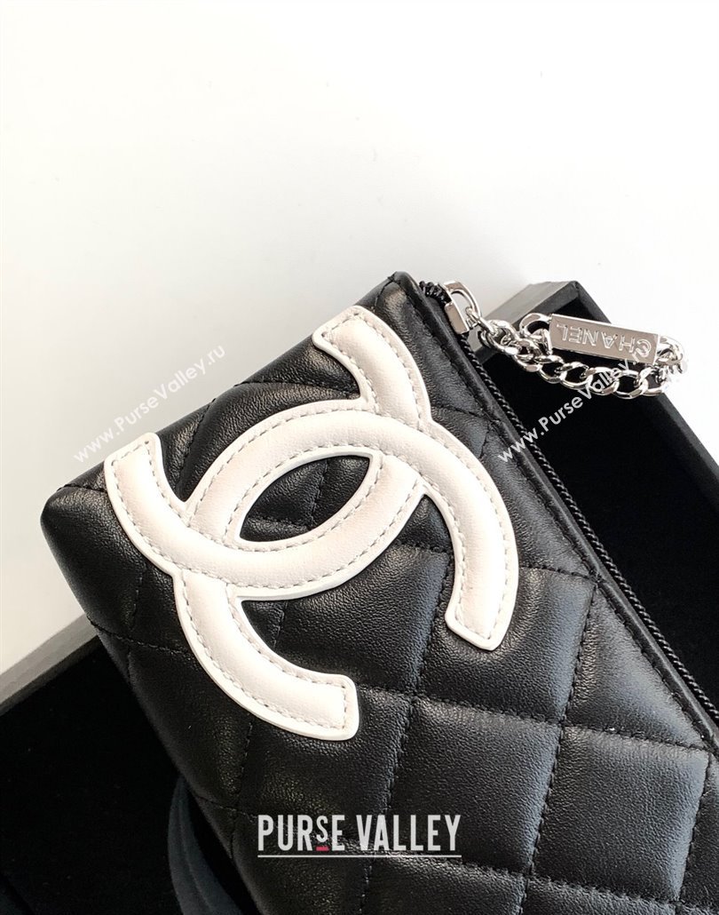 Chanel Quilted Calfskin Leather Pouch with Chain Strap and Maxi CC Black/White2 2025 CH011101 (yezi-250111054)