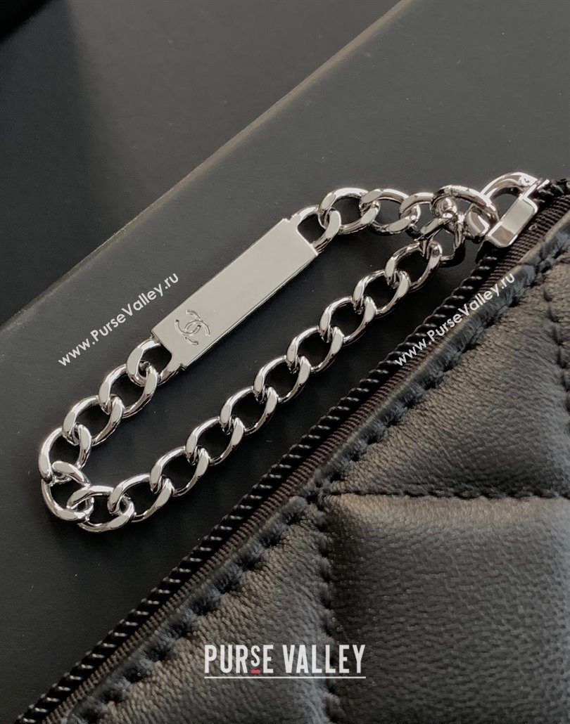 Chanel Quilted Calfskin Leather Pouch with Chain Strap and Maxi CC Black/White2 2025 CH011101 (yezi-250111054)