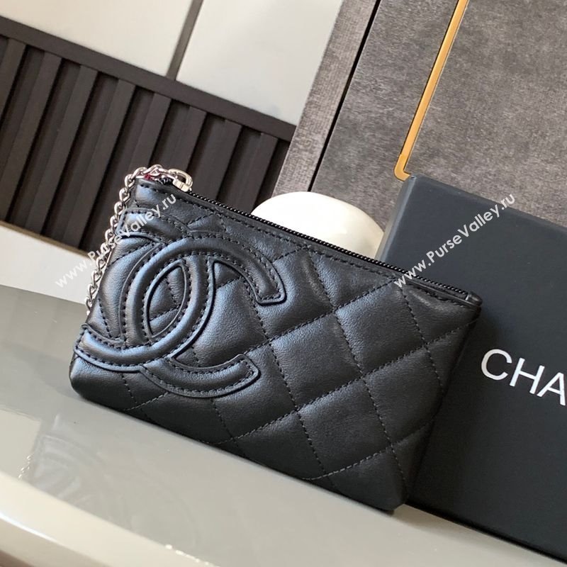 Chanel Quilted Calfskin Leather Pouch with Chain Strap and Maxi CC Black1 2025 CH011101 (yezi-250111055)