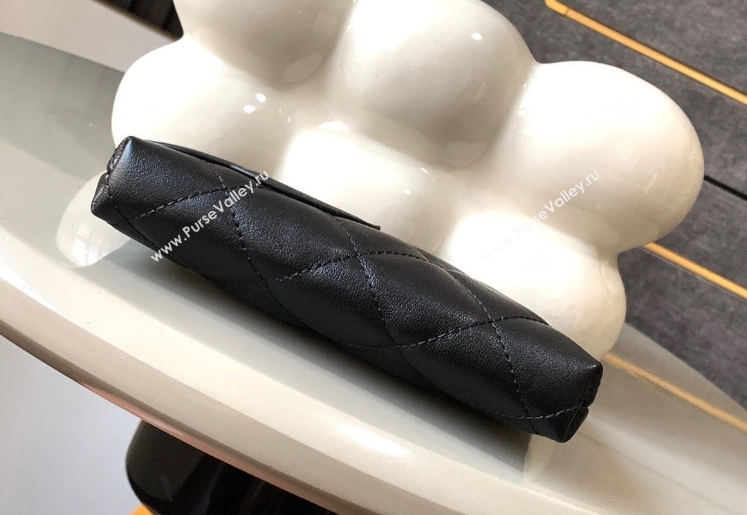 Chanel Quilted Calfskin Leather Pouch with Chain Strap and Maxi CC Black1 2025 CH011101 (yezi-250111055)