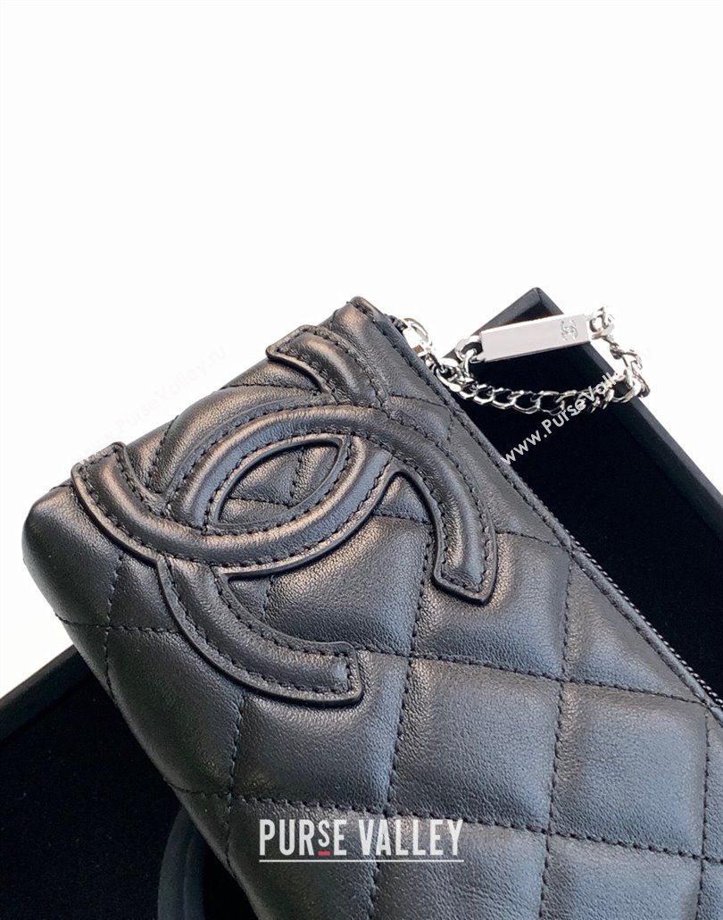 Chanel Quilted Calfskin Leather Pouch with Chain Strap and Maxi CC Black1 2025 CH011101 (yezi-250111055)