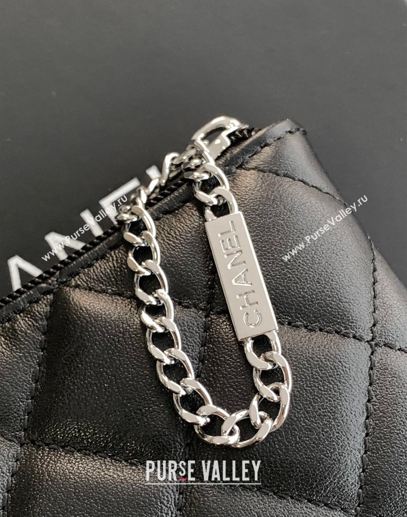 Chanel Quilted Calfskin Leather Pouch with Chain Strap and Maxi CC Black1 2025 CH011101 (yezi-250111055)