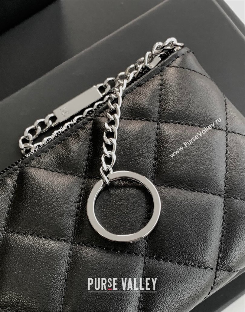 Chanel Quilted Calfskin Leather Pouch with Chain Strap and Maxi CC Black1 2025 CH011101 (yezi-250111055)