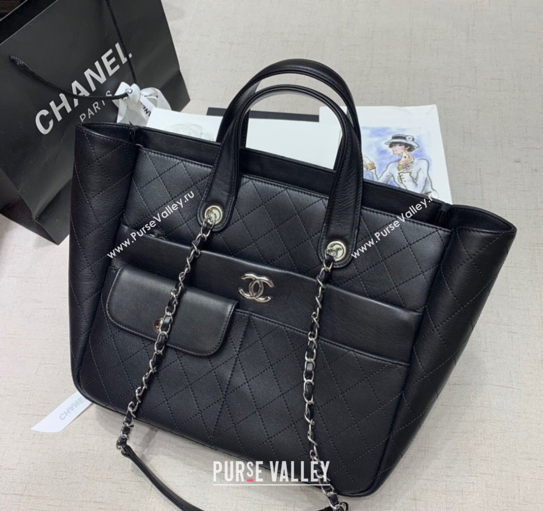 Chanel Quilted Calfskin Large Shopping Bag Black 2025 CH011302 (yezi-250113044)