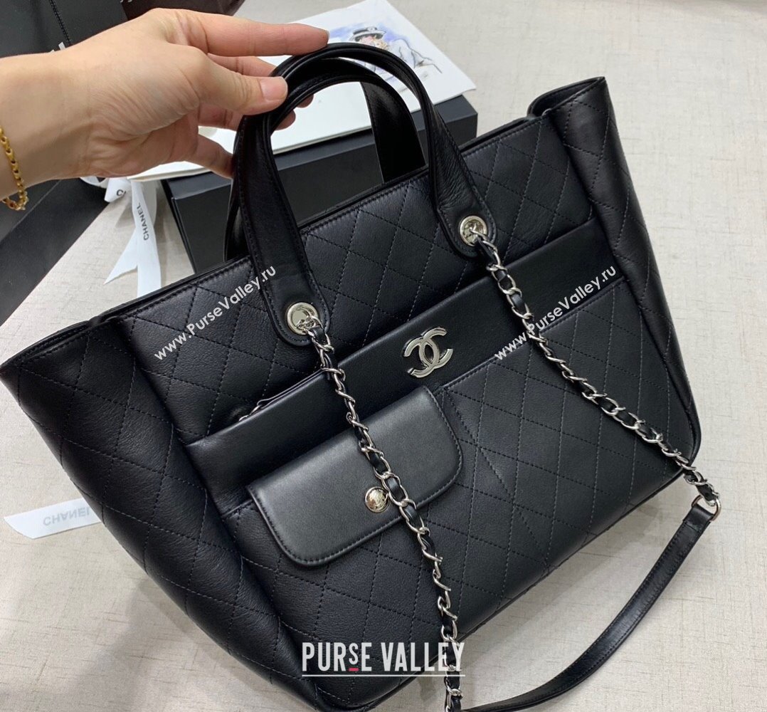Chanel Quilted Calfskin Large Shopping Bag Black 2025 CH011302 (yezi-250113044)