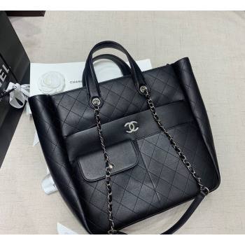 Chanel Quilted Calfskin Vertical Shopping Bag Black 2025 CH011302 (yezi-250113045)