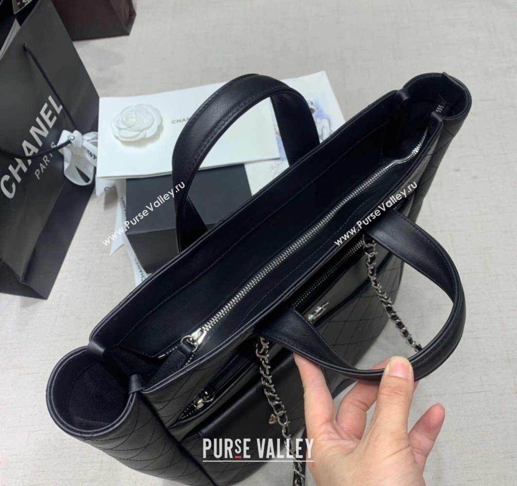 Chanel Quilted Calfskin Vertical Shopping Bag Black 2025 CH011302 (yezi-250113045)