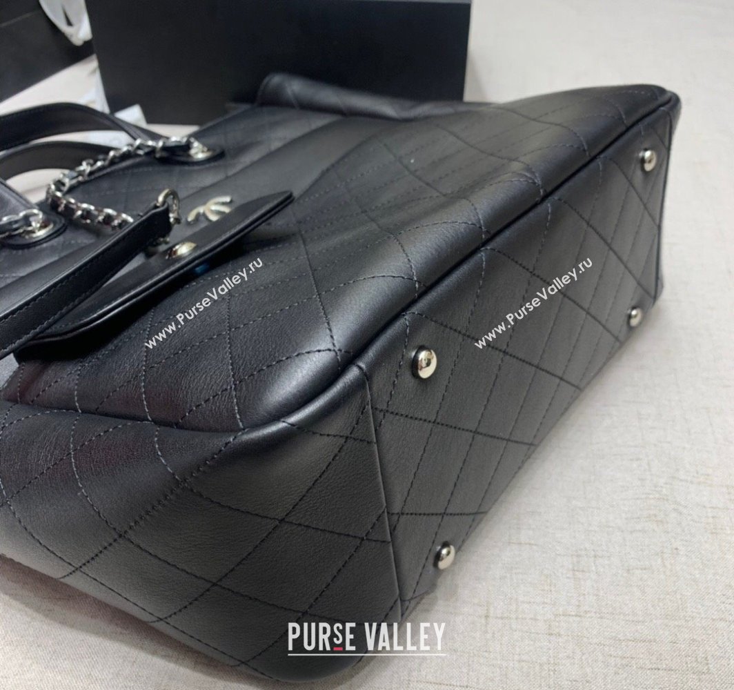 Chanel Quilted Calfskin Vertical Shopping Bag Black 2025 CH011302 (yezi-250113045)