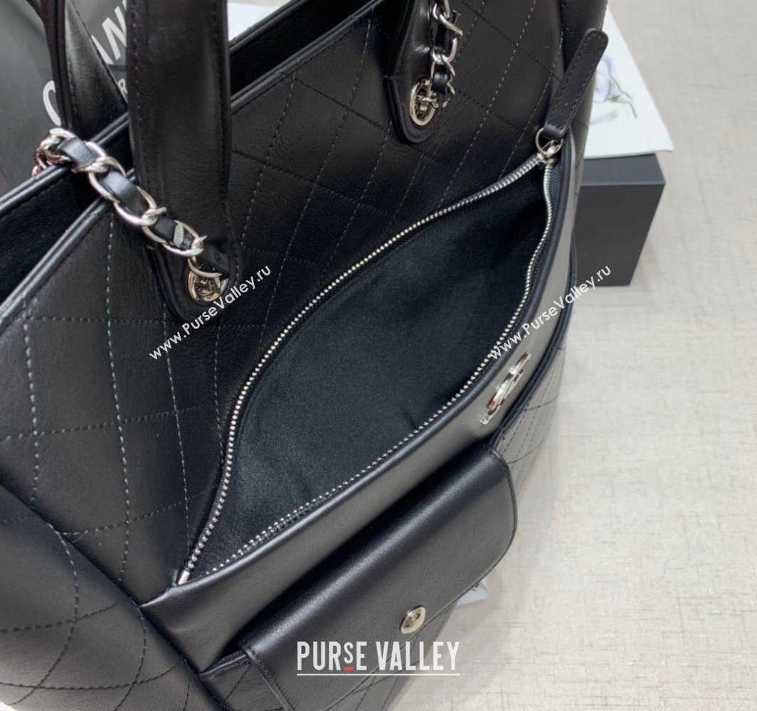 Chanel Quilted Calfskin Vertical Shopping Bag Black 2025 CH011302 (yezi-250113045)