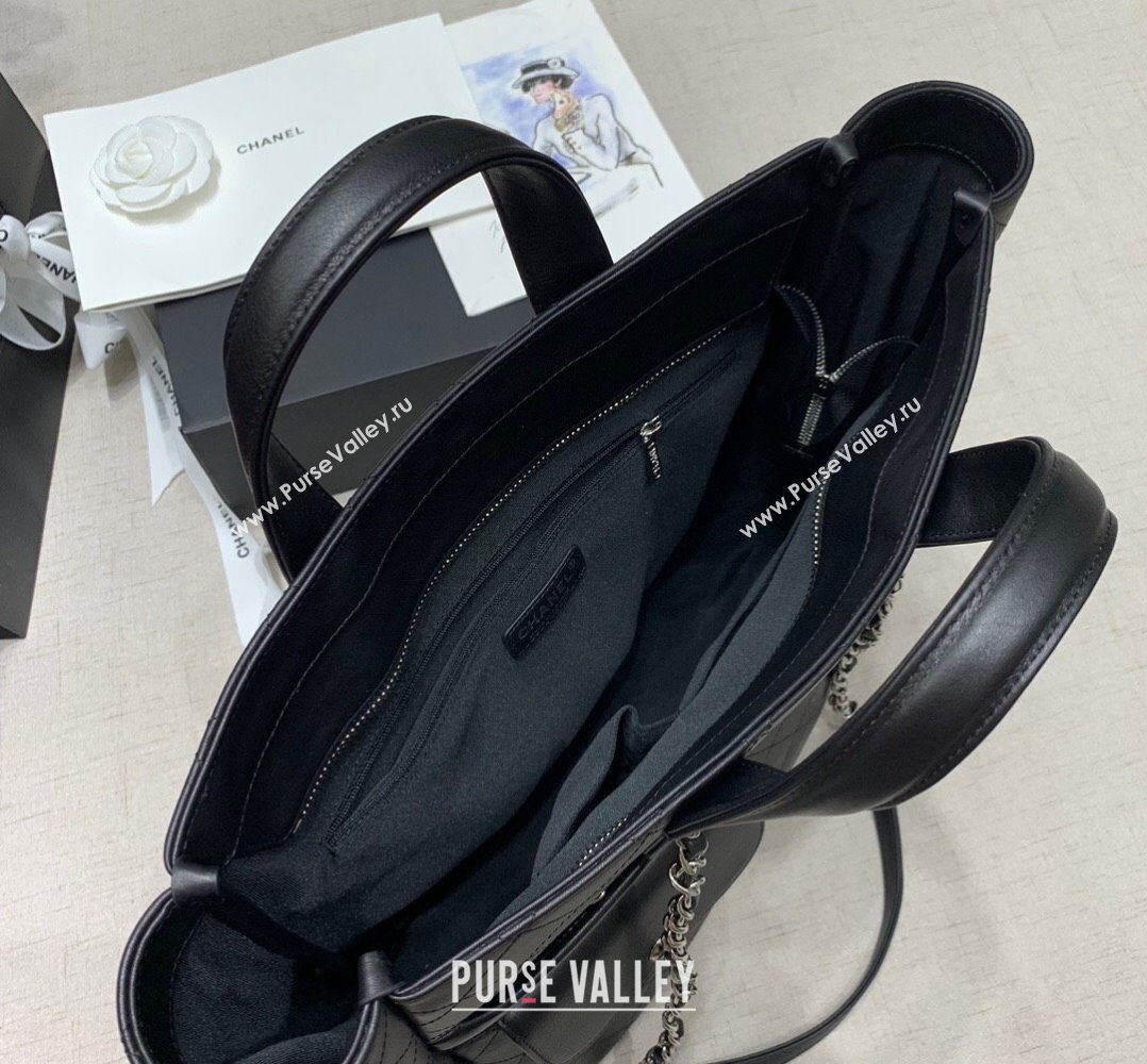 Chanel Quilted Calfskin Vertical Shopping Bag Black 2025 CH011302 (yezi-250113045)