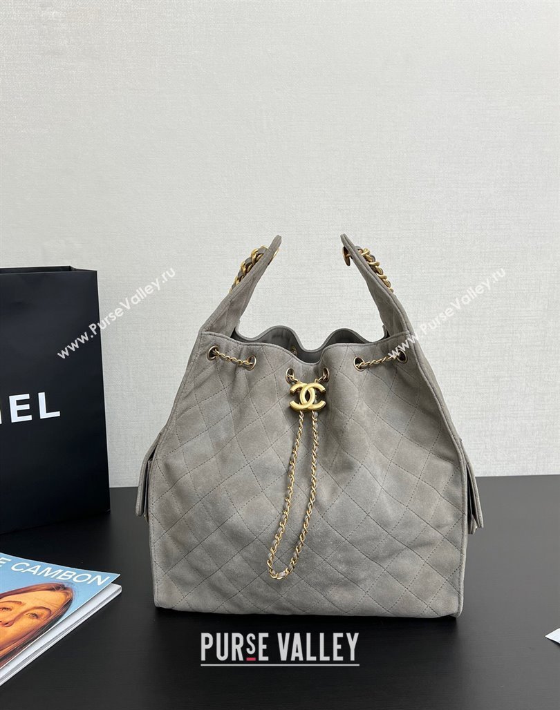 Chanel Quilted Suede Large Hobo bag AS5311 Dark Grey 2025 (yezi-250111034)