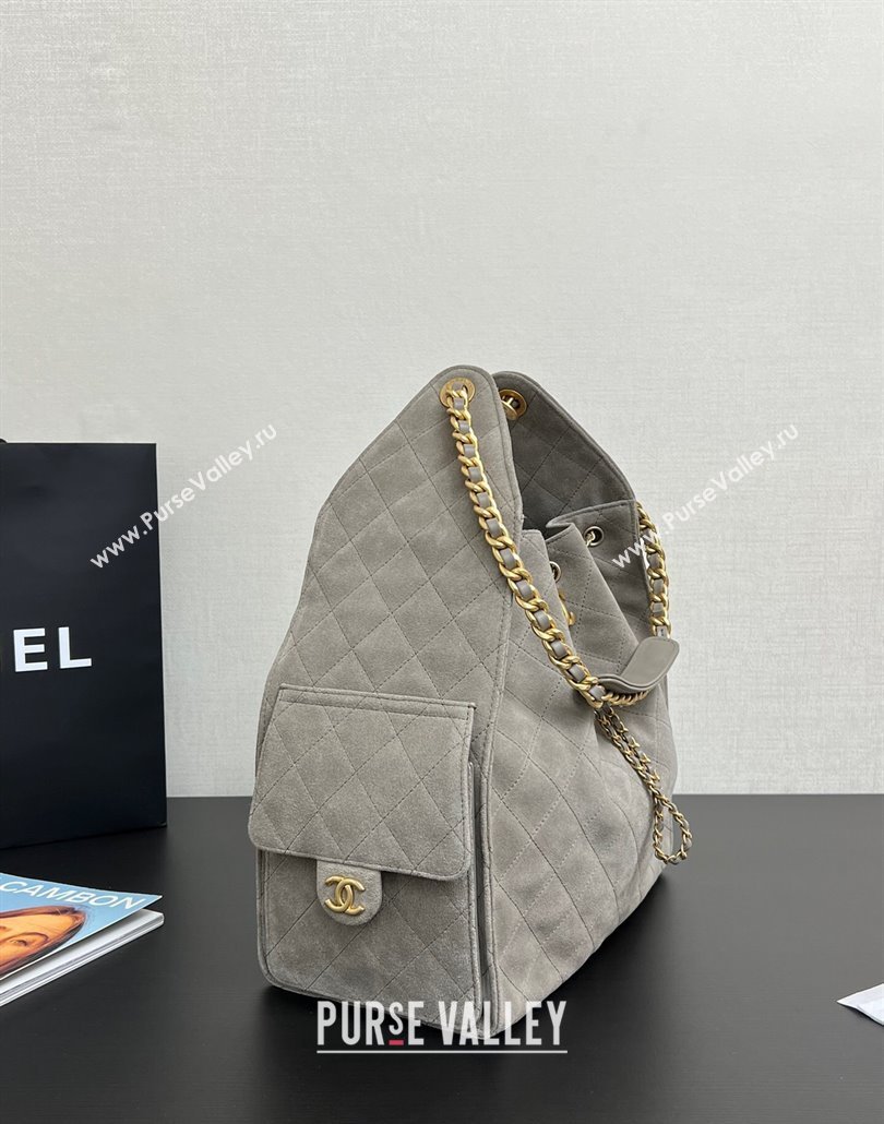 Chanel Quilted Suede Large Hobo bag AS5311 Dark Grey 2025 (yezi-250111034)