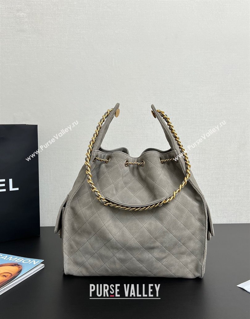 Chanel Quilted Suede Large Hobo bag AS5311 Dark Grey 2025 (yezi-250111034)