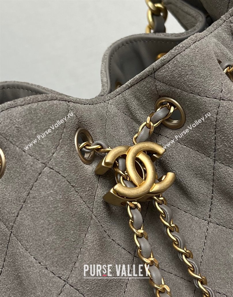 Chanel Quilted Suede Medium Hobo bag AS5293 Dark Grey 2025 (yezi-250111026)