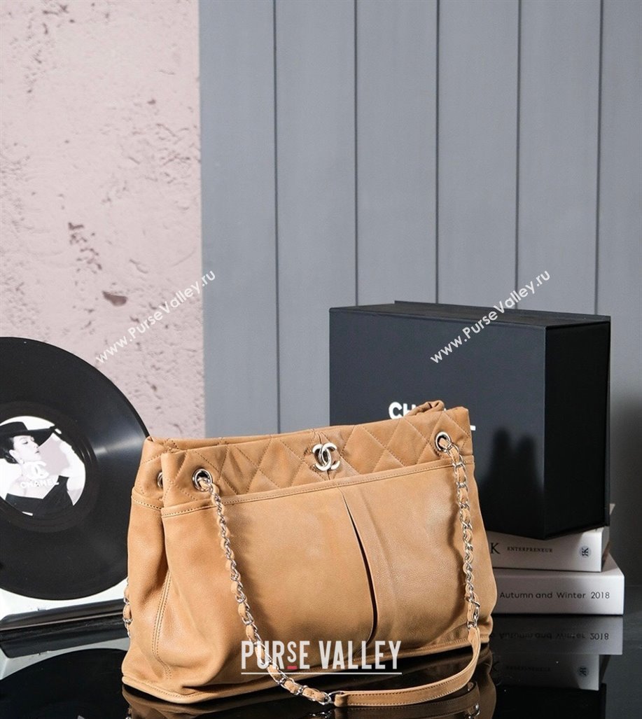 Chanel Vintage Calfskin Shopping Bag with Pouch Maillard Brown 2025 (yezi-250113047)