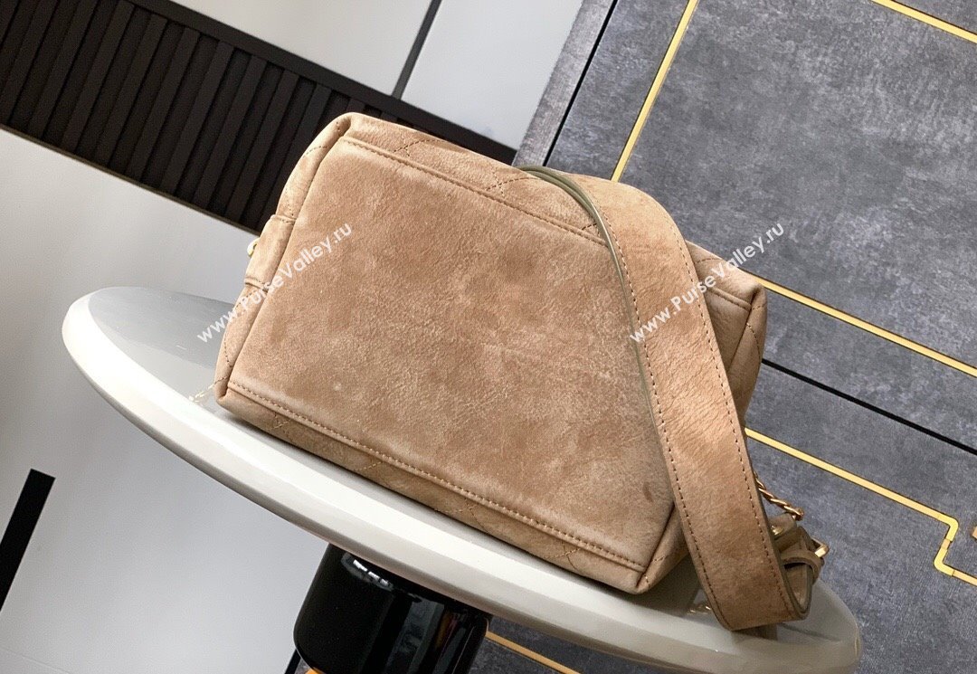Chanel Vintage Quilted Suede Bucket Bag Dark Beige 2025 CH011301 (yezi-250113032)