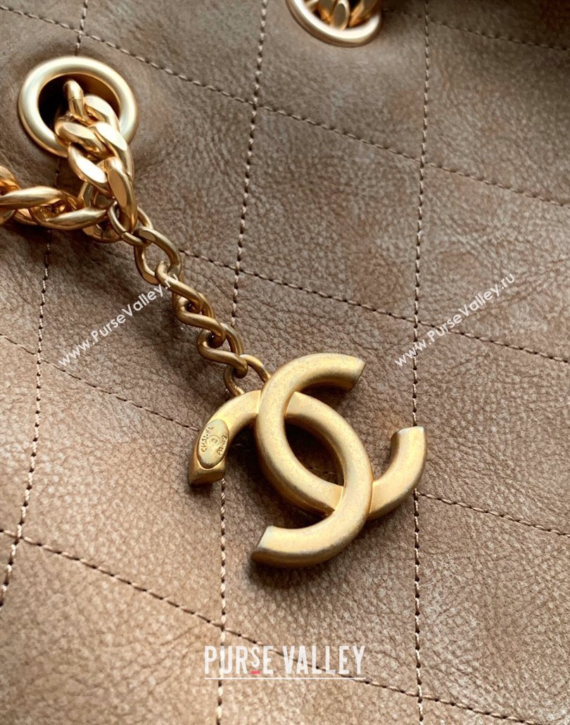 Chanel Vintage Quilted Suede Bucket Bag Dark Beige 2025 CH011301 (yezi-250113032)