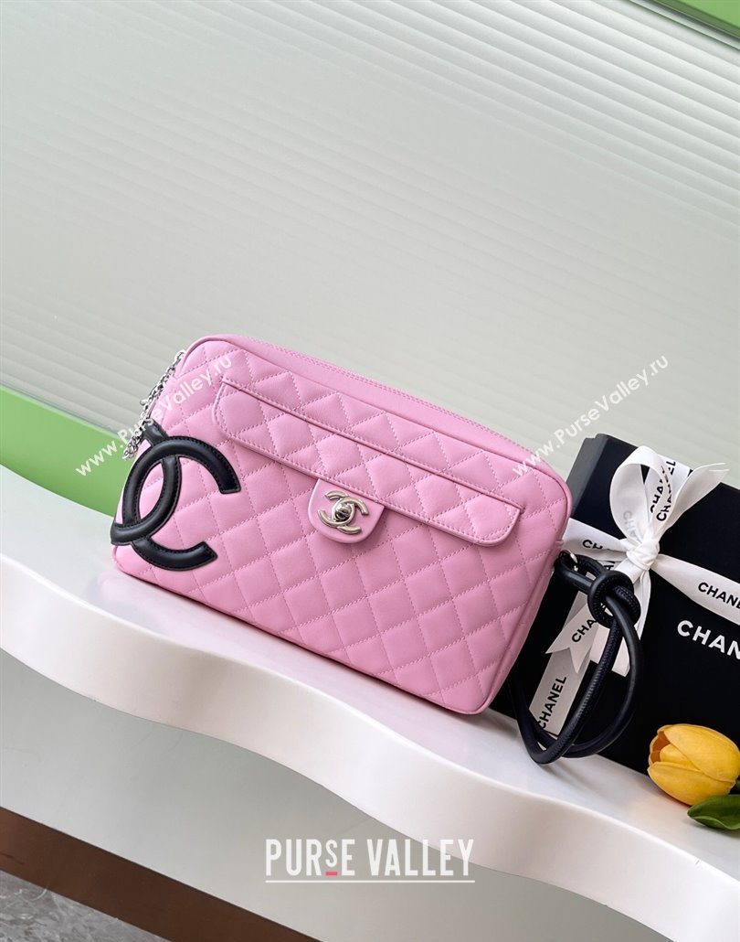 Chanel Quilted Calfskin Leather Camera Bag with Maxi CC Pink 2025 AS6326 (yezi-250111058)