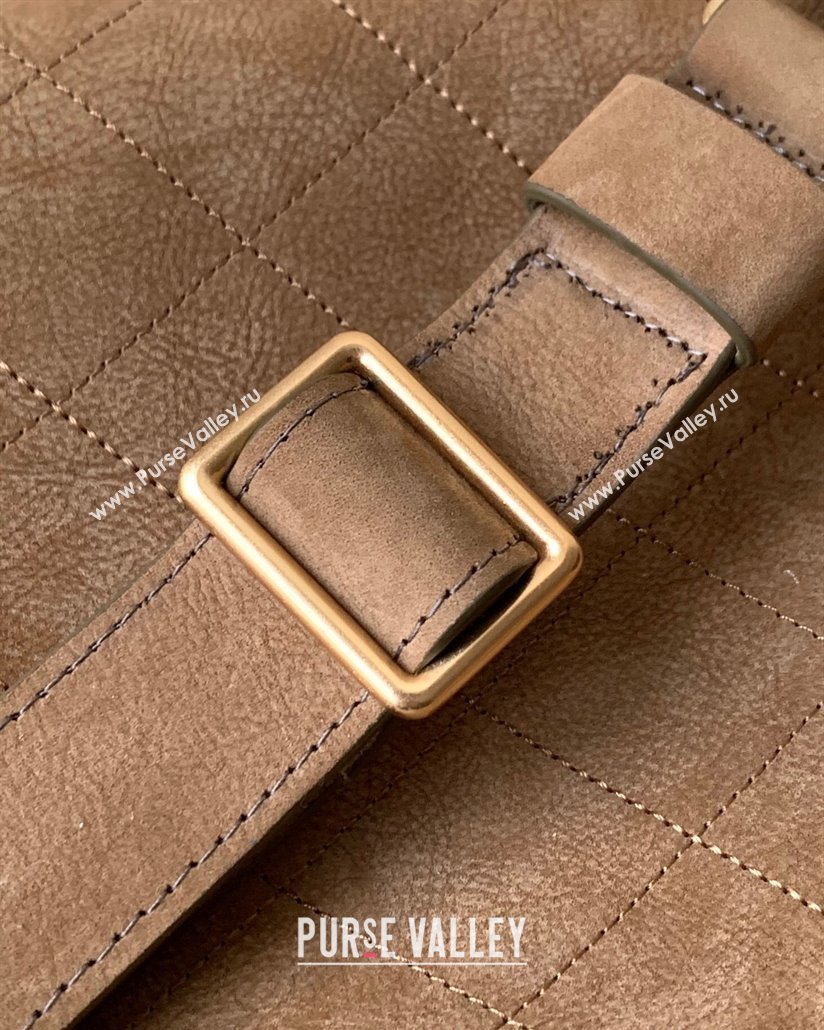 Chanel Vintage Quilted Suede Bucket Bag Dark Beige 2025 CH011301 (yezi-250113032)