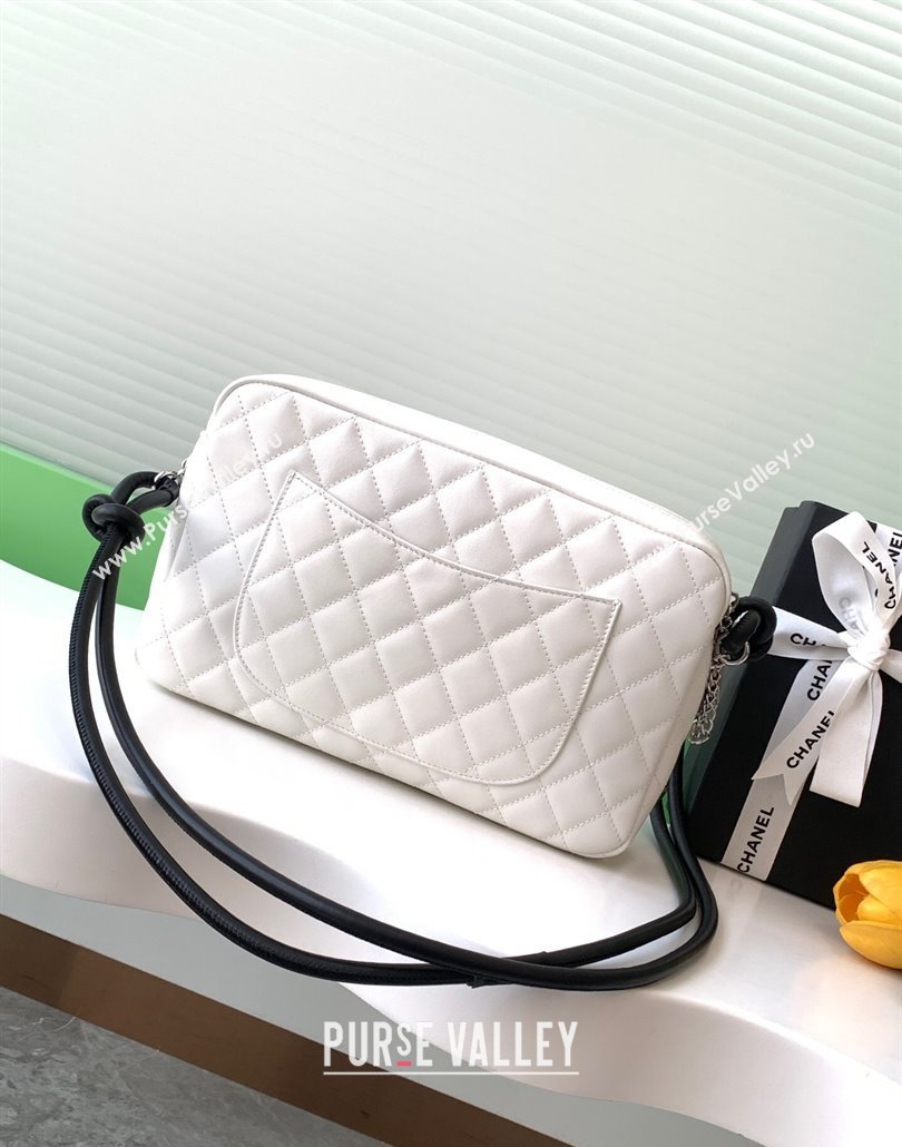 Chanel Quilted Calfskin Leather Camera Bag with Maxi CC White/Black2 2025 AS6326 (yezi-250111060)