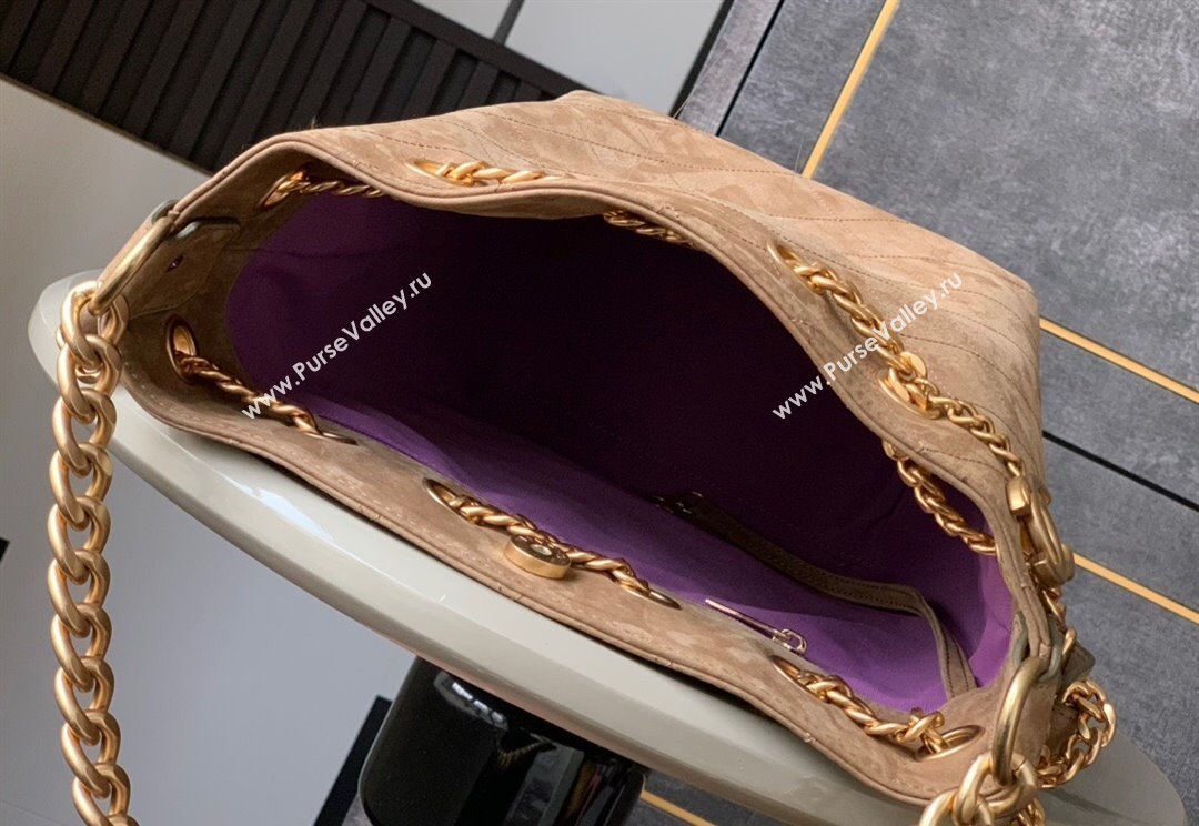 Chanel Vintage Quilted Suede Bucket Bag Dark Beige 2025 CH011301 (yezi-250113032)