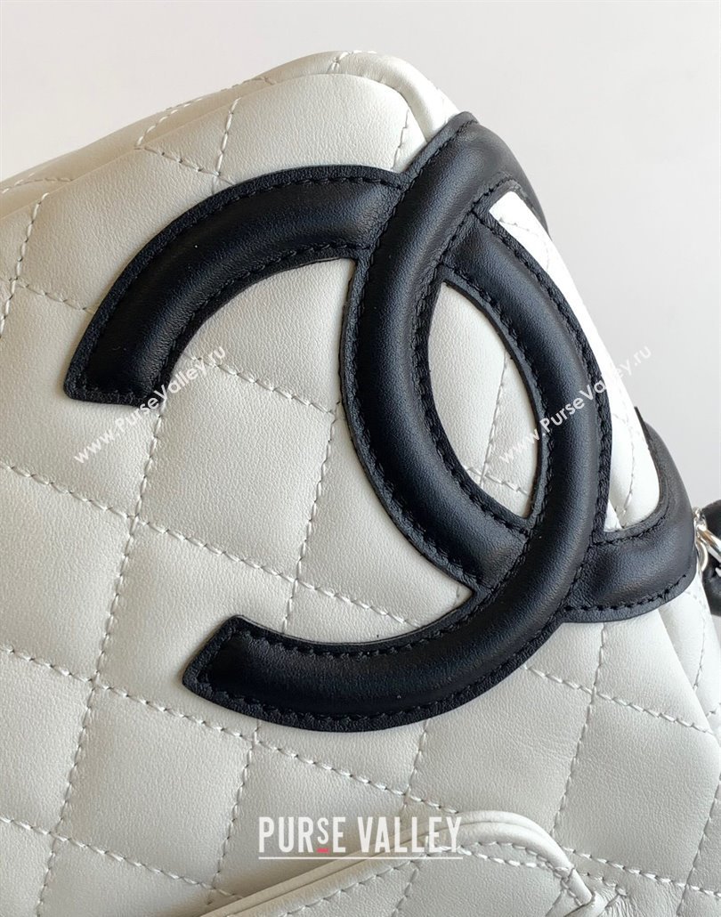 Chanel Quilted Calfskin Leather Camera Bag with Maxi CC White/Black2 2025 AS6326 (yezi-250111060)