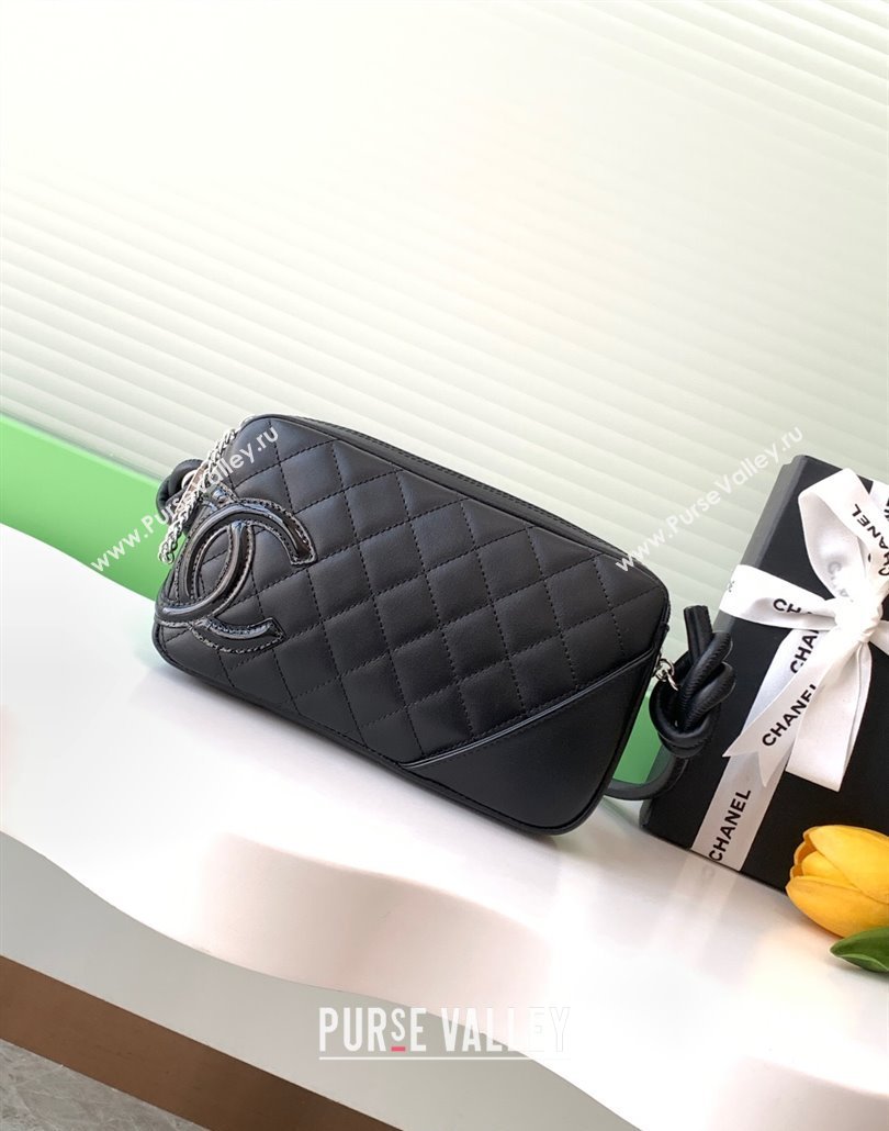 Chanel Quilted Calfskin Patent Hobo Bag with Maxi CC Black 2025 AS6328 (yezi-250111062)