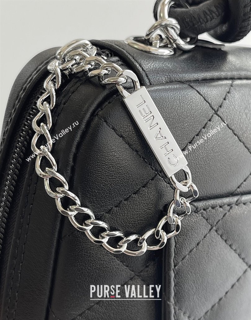 Chanel Quilted Calfskin Patent Hobo Bag with Maxi CC Black 2025 AS6328 (yezi-250111062)