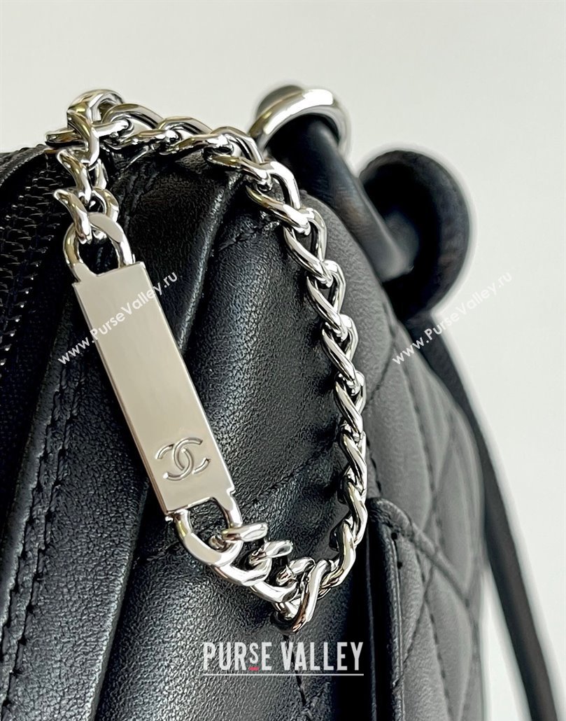 Chanel Quilted Calfskin Leather Hobo Bag with Maxi CC Black/White2 2025 AS6328 (yezi-250111063)