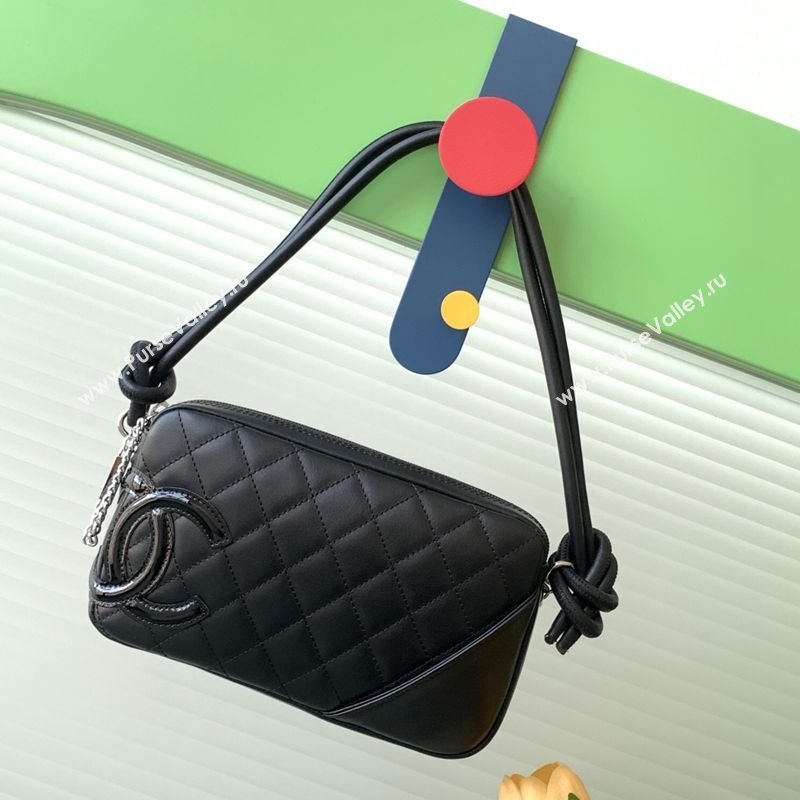 Chanel Quilted Calfskin Patent Hobo Bag with Maxi CC Black 2025 AS6328 (yezi-250111062)