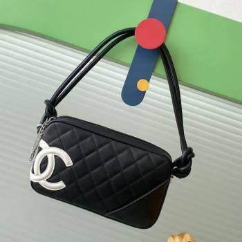 Chanel Quilted Calfskin Leather Hobo Bag with Maxi CC Black/White2 2025 AS6328 (yezi-250111063)