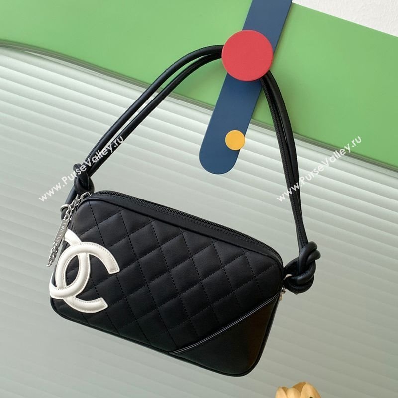 Chanel Quilted Calfskin Leather Hobo Bag with Maxi CC Black/White2 2025 AS6328 (yezi-250111063)