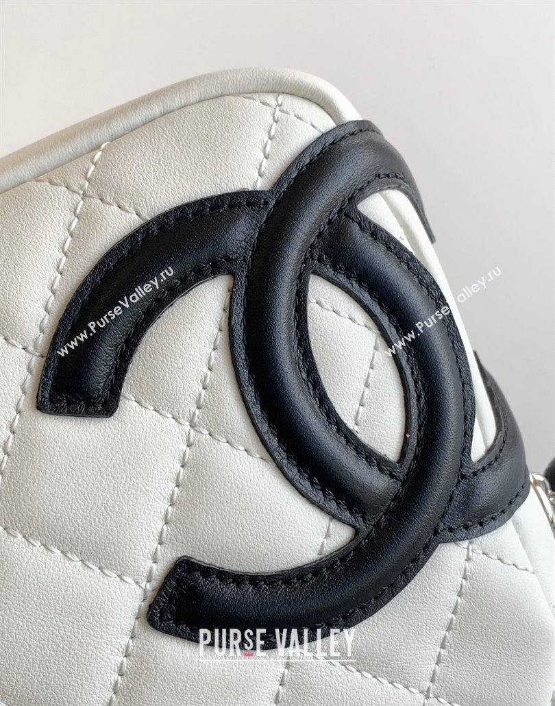 Chanel Quilted Calfskin Leather Hobo Bag with Maxi CC White/Black2 2025 AS6328 (yezi-250111066)