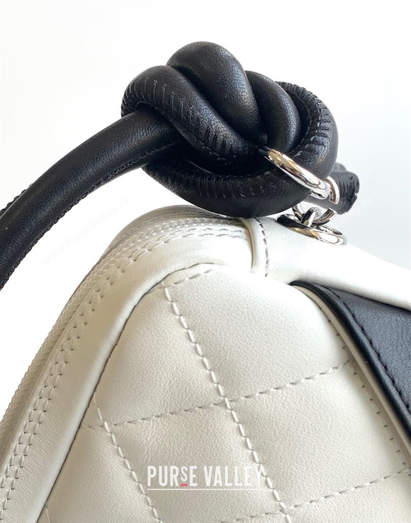 Chanel Quilted Calfskin Leather Hobo Bag with Maxi CC White/Black2 2025 AS6328 (yezi-250111066)