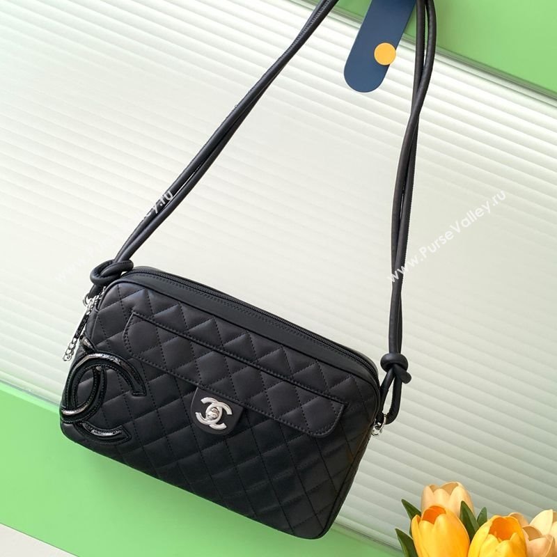 Chanel Quilted Calfskin Patent Camera Bag with Maxi CC Black 2025 AS6326 (yezi-250111057)