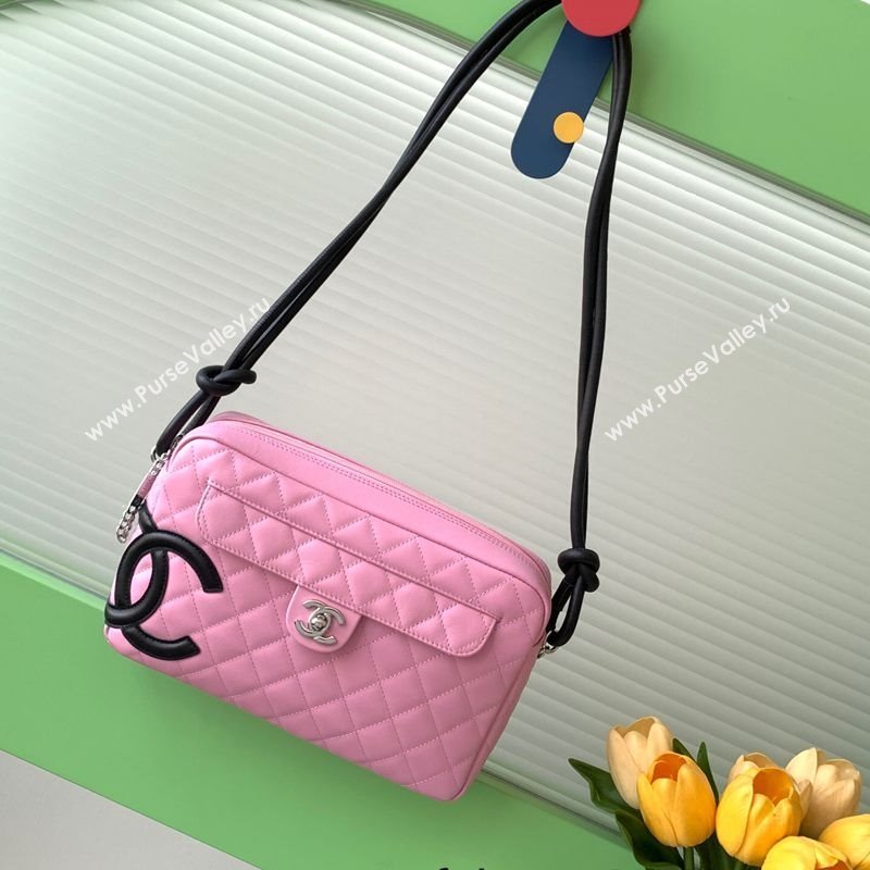 Chanel Quilted Calfskin Leather Camera Bag with Maxi CC Pink 2025 AS6326 (yezi-250111058)