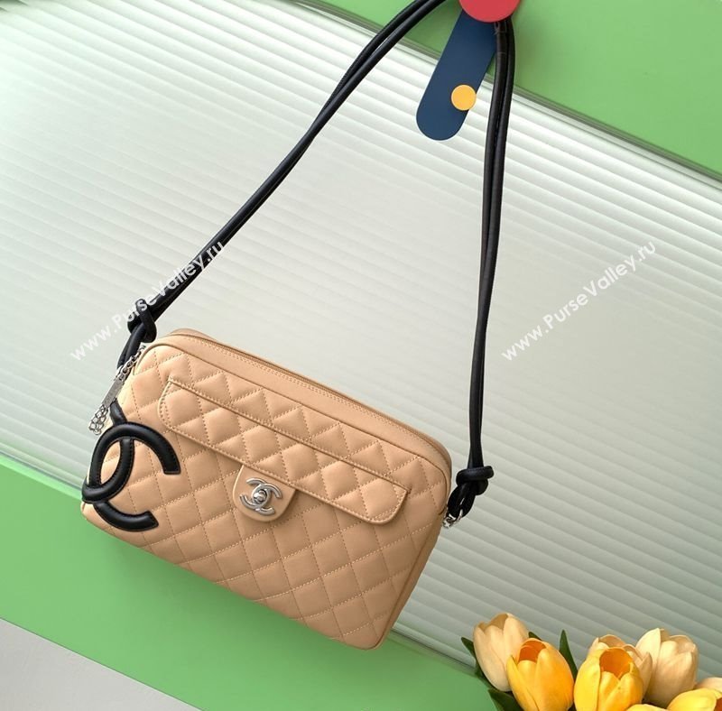 Chanel Quilted Calfskin Leather Camera Bag with Maxi CC Beige 2025 AS6326 (yezi-250111059)