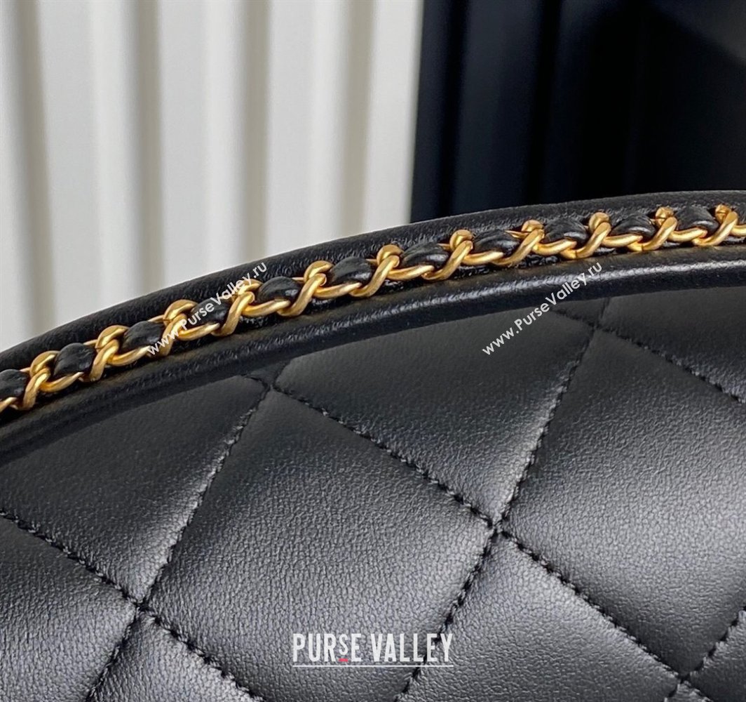 Chanel Quilted Lambskin Flap Bag with Top Handle, Chain and Knot AS5317 Black 2025 (yezi-250113048)