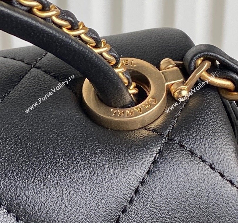 Chanel Quilted Lambskin Flap Bag with Top Handle, Chain and Knot AS5317 Black 2025 (yezi-250113048)