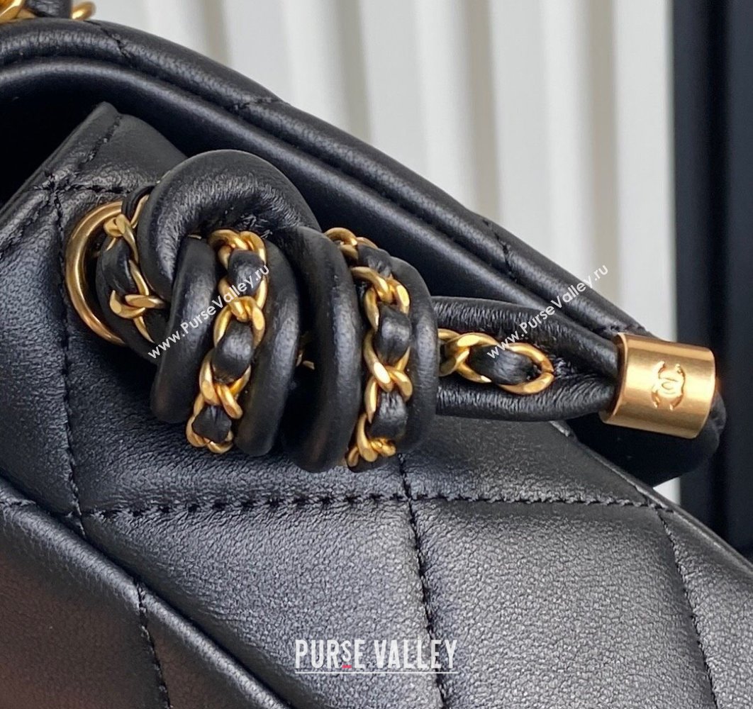 Chanel Quilted Lambskin Flap Bag with Top Handle, Chain and Knot AS5317 Black 2025 (yezi-250113048)