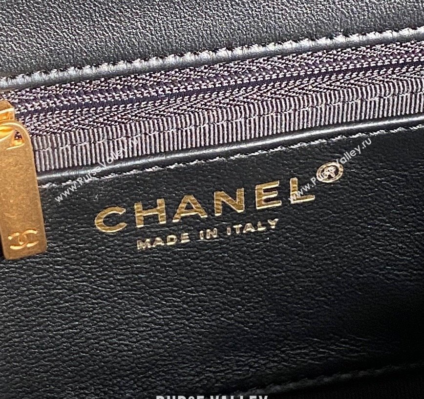 Chanel Quilted Lambskin Flap Bag with Top Handle, Chain and Knot AS5317 Black 2025 (yezi-250113048)